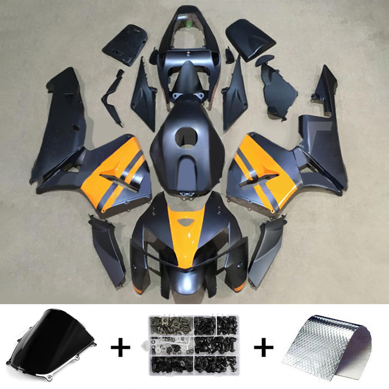 Amotopart 2005-2006 Honda CBR600RR Black Yellow Fairing Kit