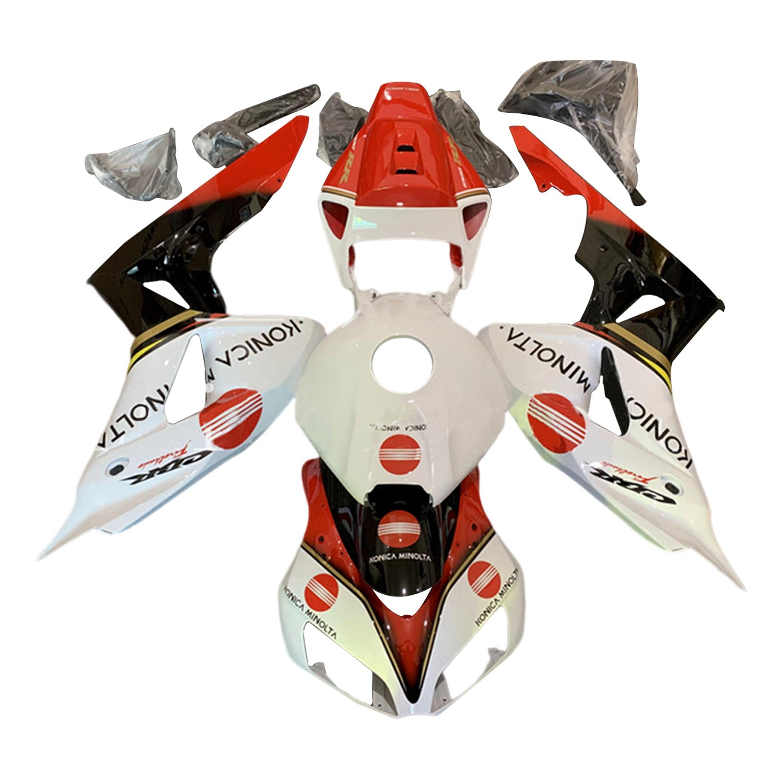 Amotopart Kit de carénage Honda CBR1000RR Style2 blanc et rouge 2006-2007