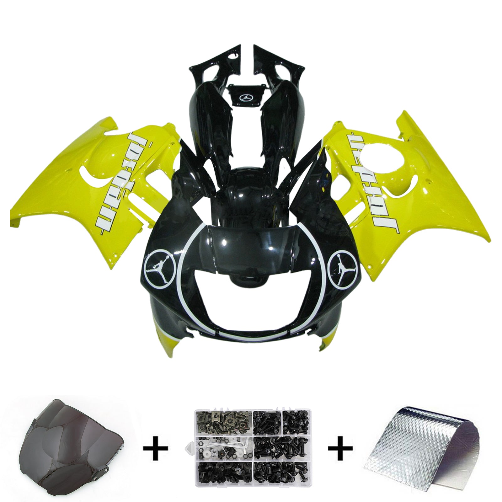 Amotopart 1997–1998 Honda CBR600 F3 Schwarz Gelb Verkleidungsset