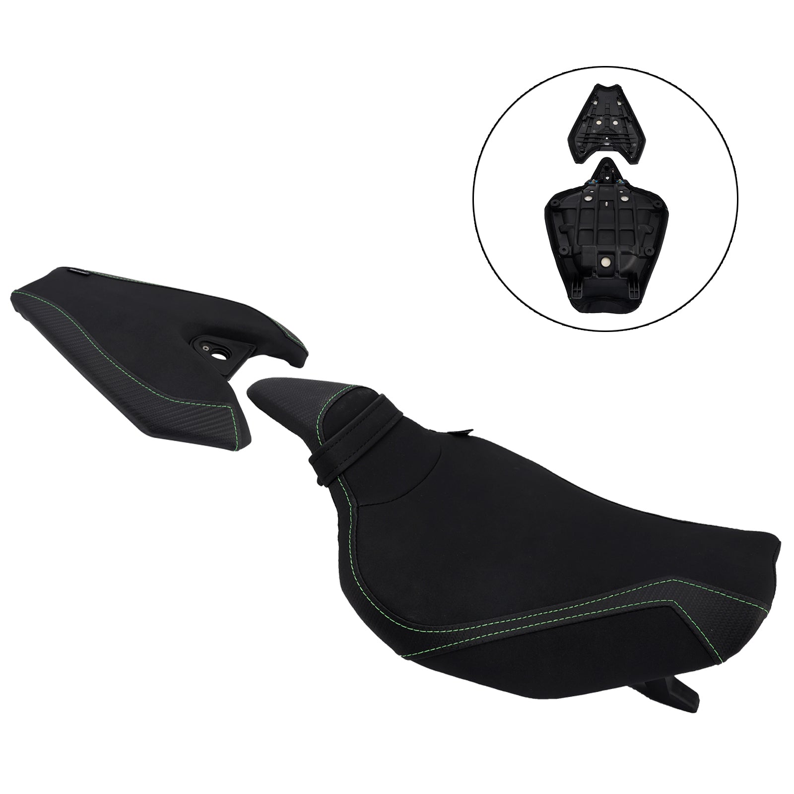 Kawasaki Z1000-coureur 2014-2025&PPassagiersstoelset Achterkussen Zwart
