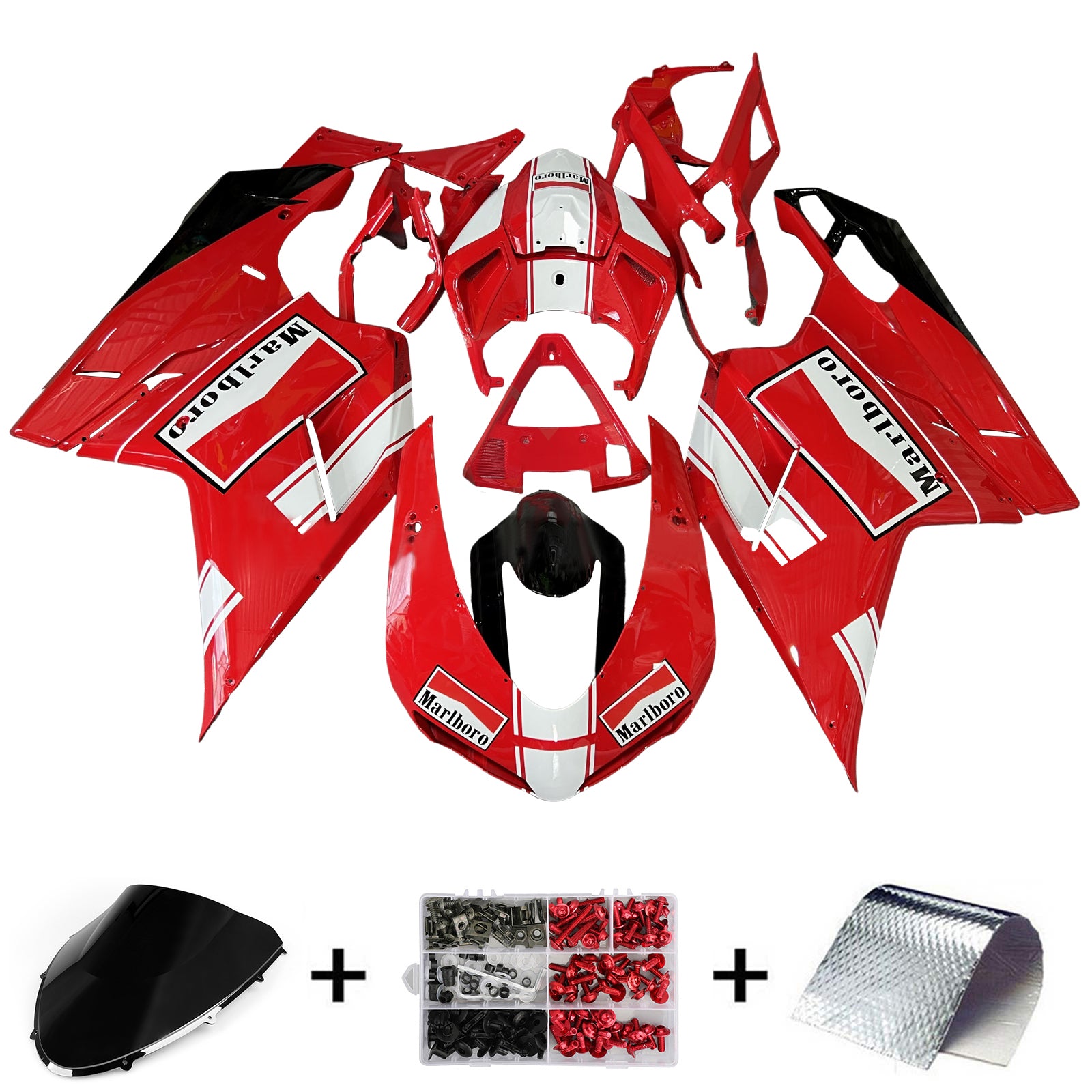 Amotopart 2007-2011 Ducati 1098/1198/848 White Red Fairing Kit