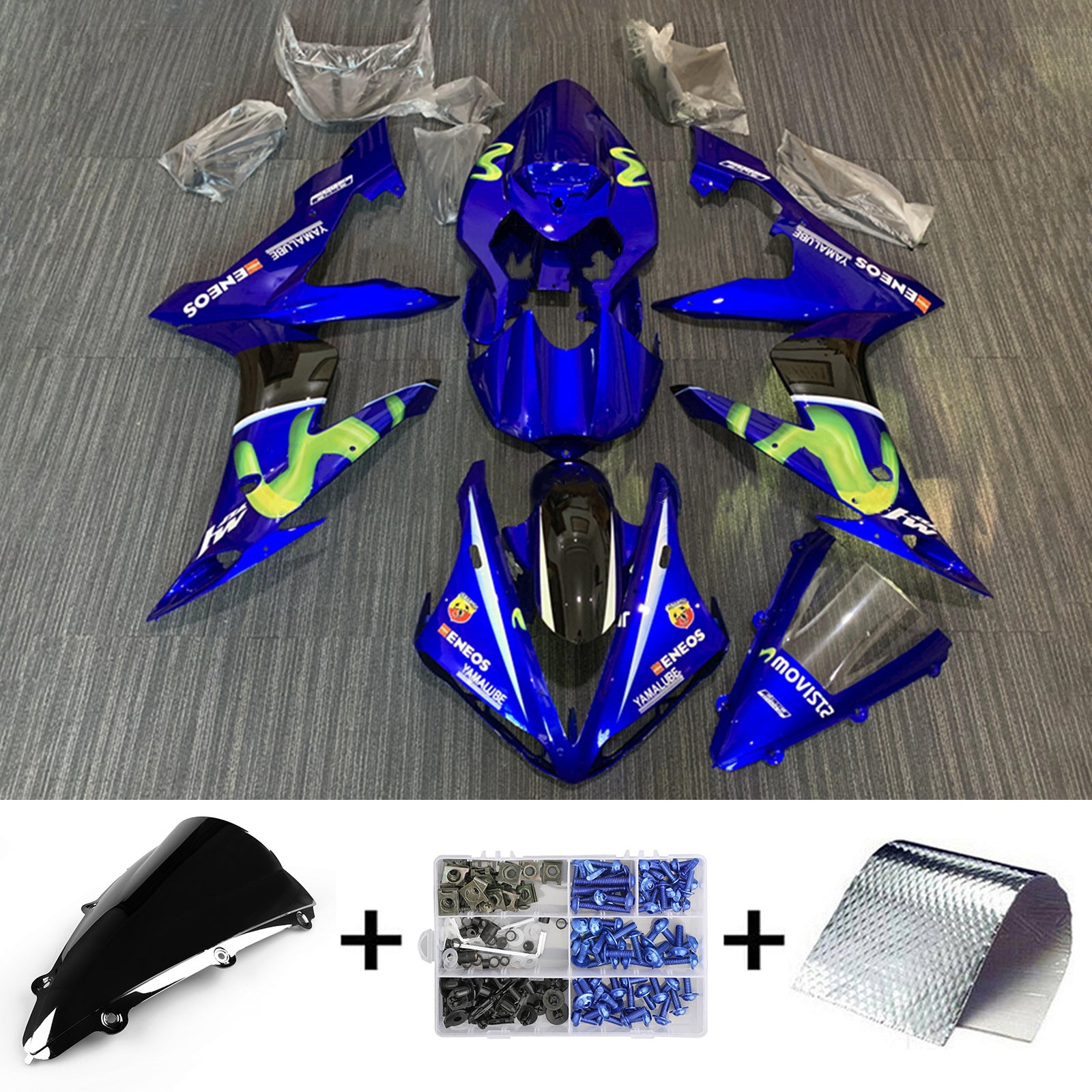 Amotopart 2004-2006 YZF 1000 R1 Yamaha Blue&Green Fairing Kit