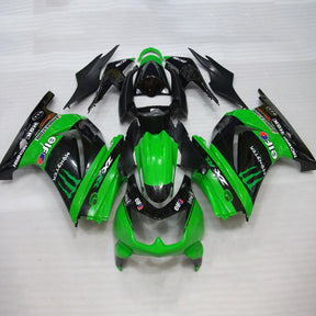Amotopart 2008-2012 Kawasaki EX250 Ninja250R verde e nero con kit carena Monster Logo Style2
