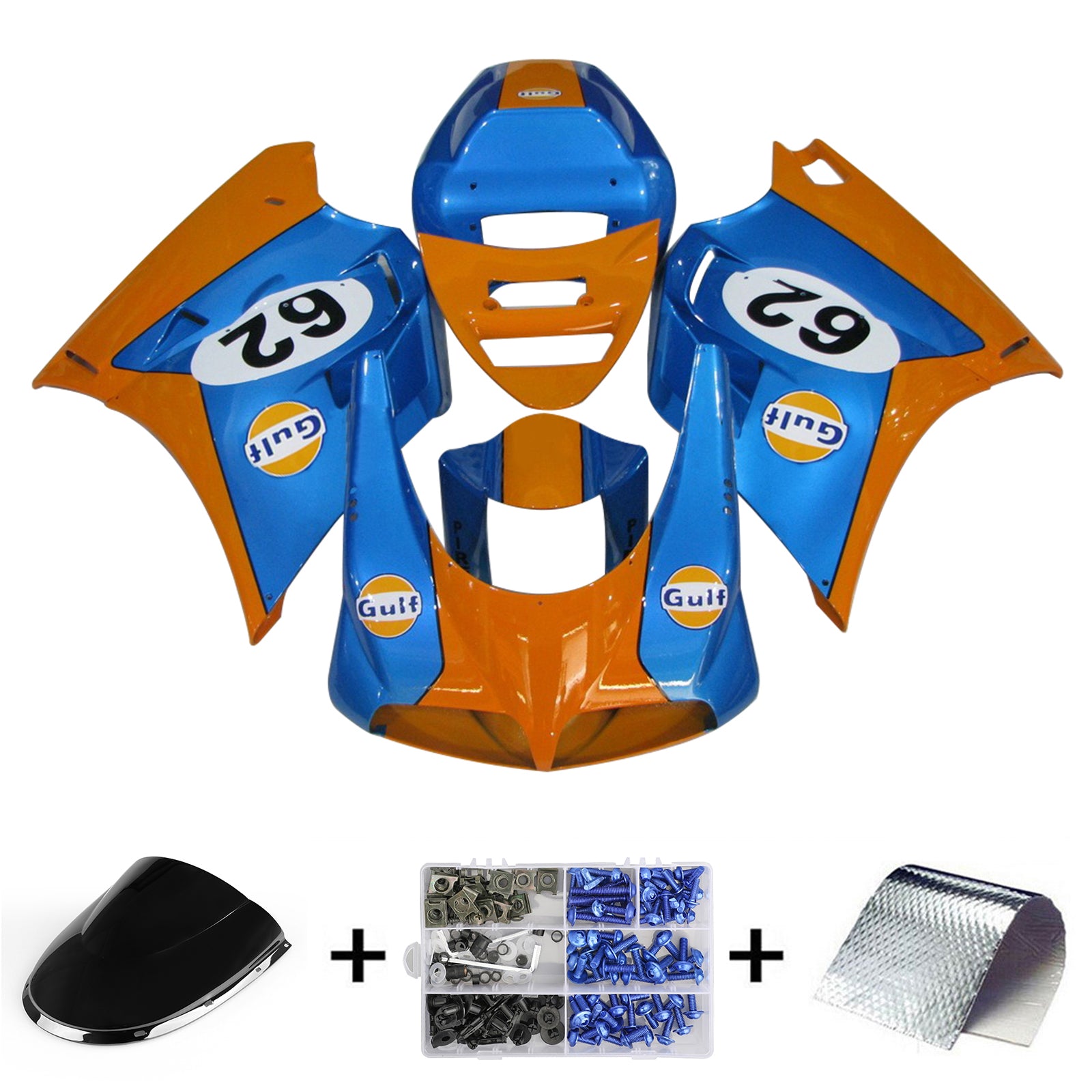 Amotopart Verkleidungsset für Ducati 996 748 1996–2002, Blau und Orange