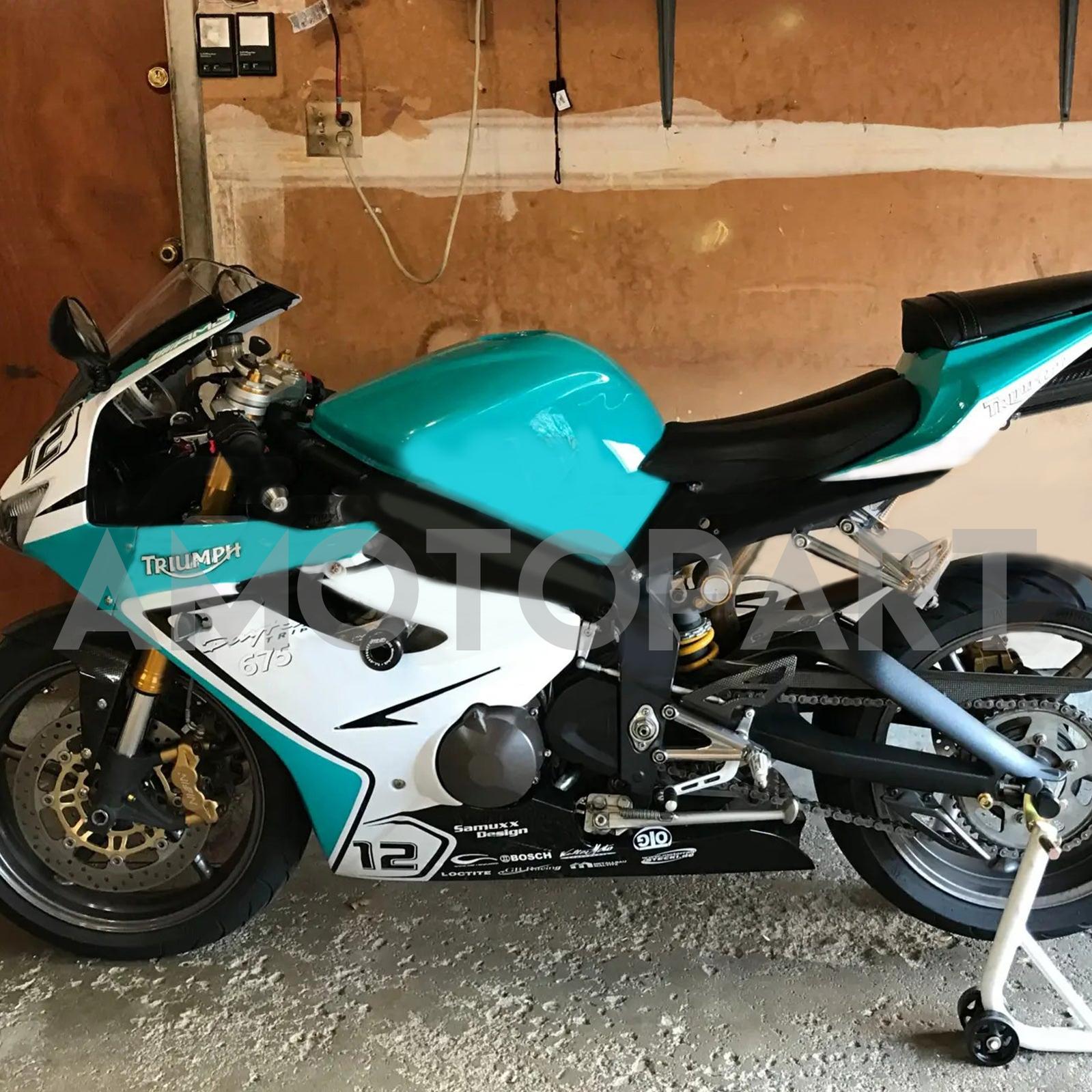 Amotopart 2006-2008 Triumph Daytona 675 White&Blue Style4 Fairing Kit