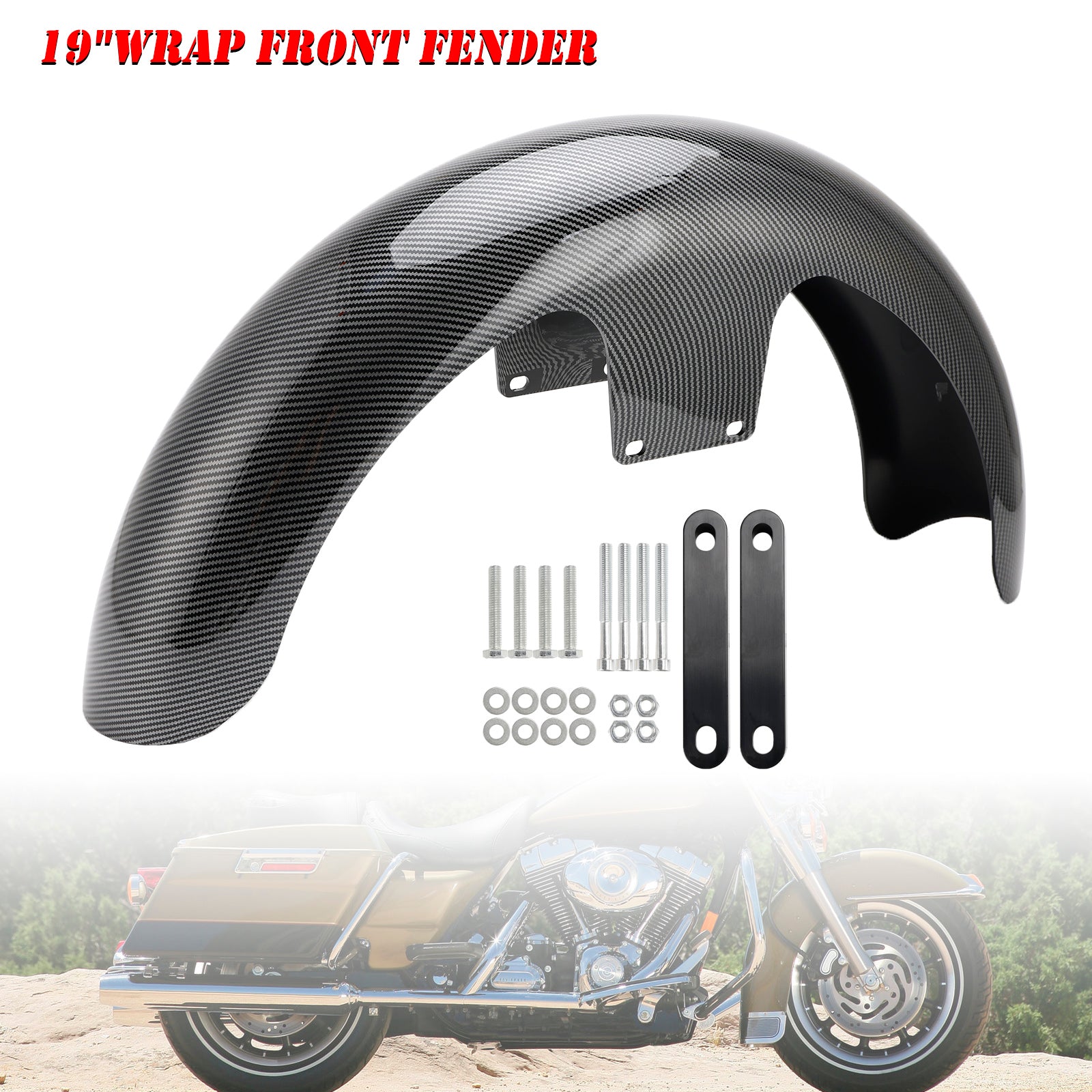 Touring Electra Street Road Glide Baggers Flht Flhr Carbon 19" Wrap Front Fender Abs