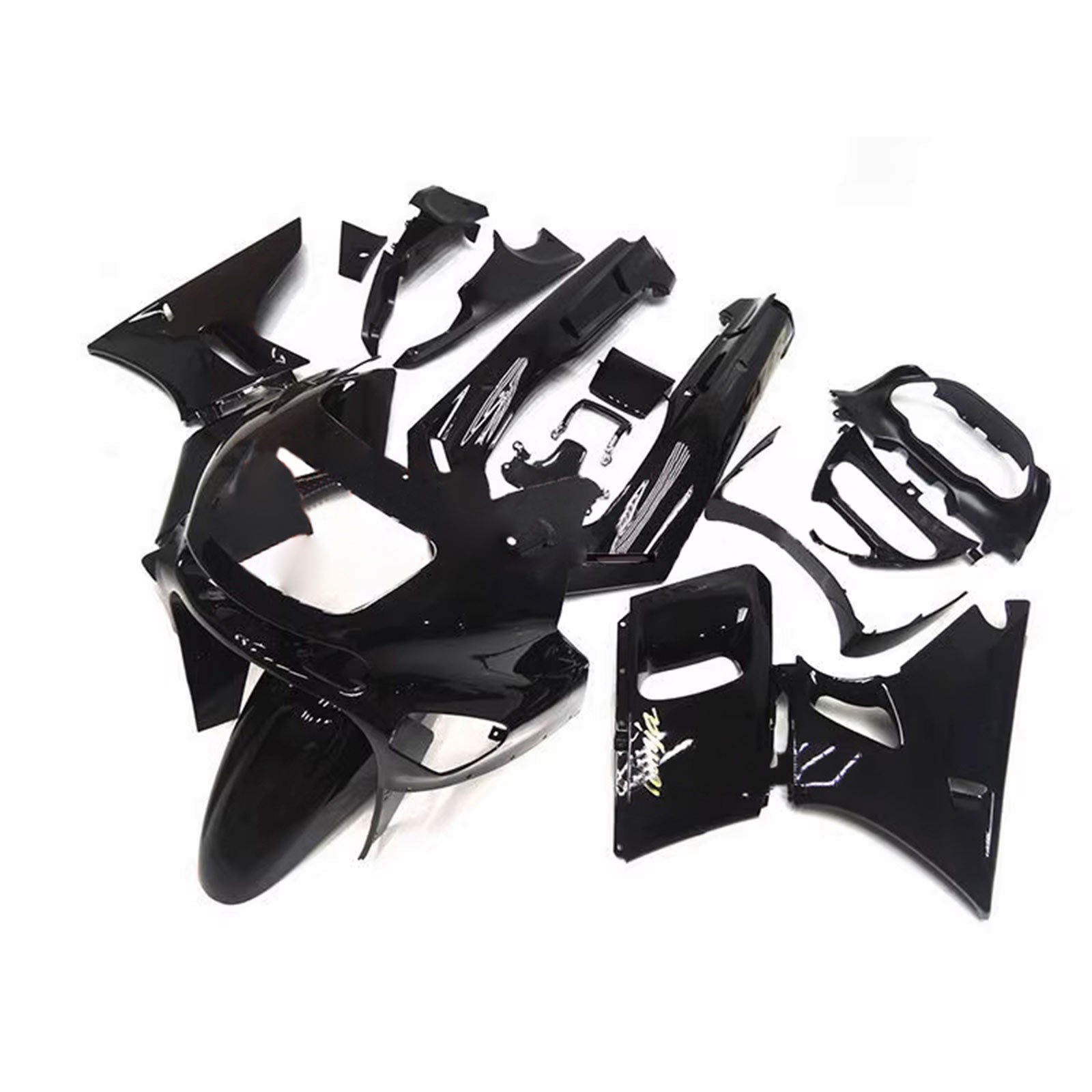 Amotopart ZZR400 1993-2007 ZZR600 1998-2003 Kawasaki Gloss Black with Logo Fairing Kit