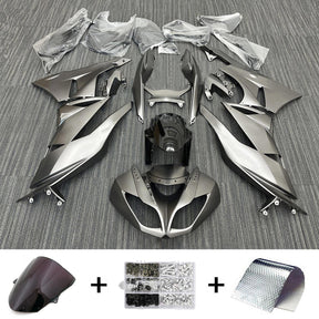 Amotopart Kawasaki 2009–2012 ZX6R 636 Silber mit grauem Verkleidungsset