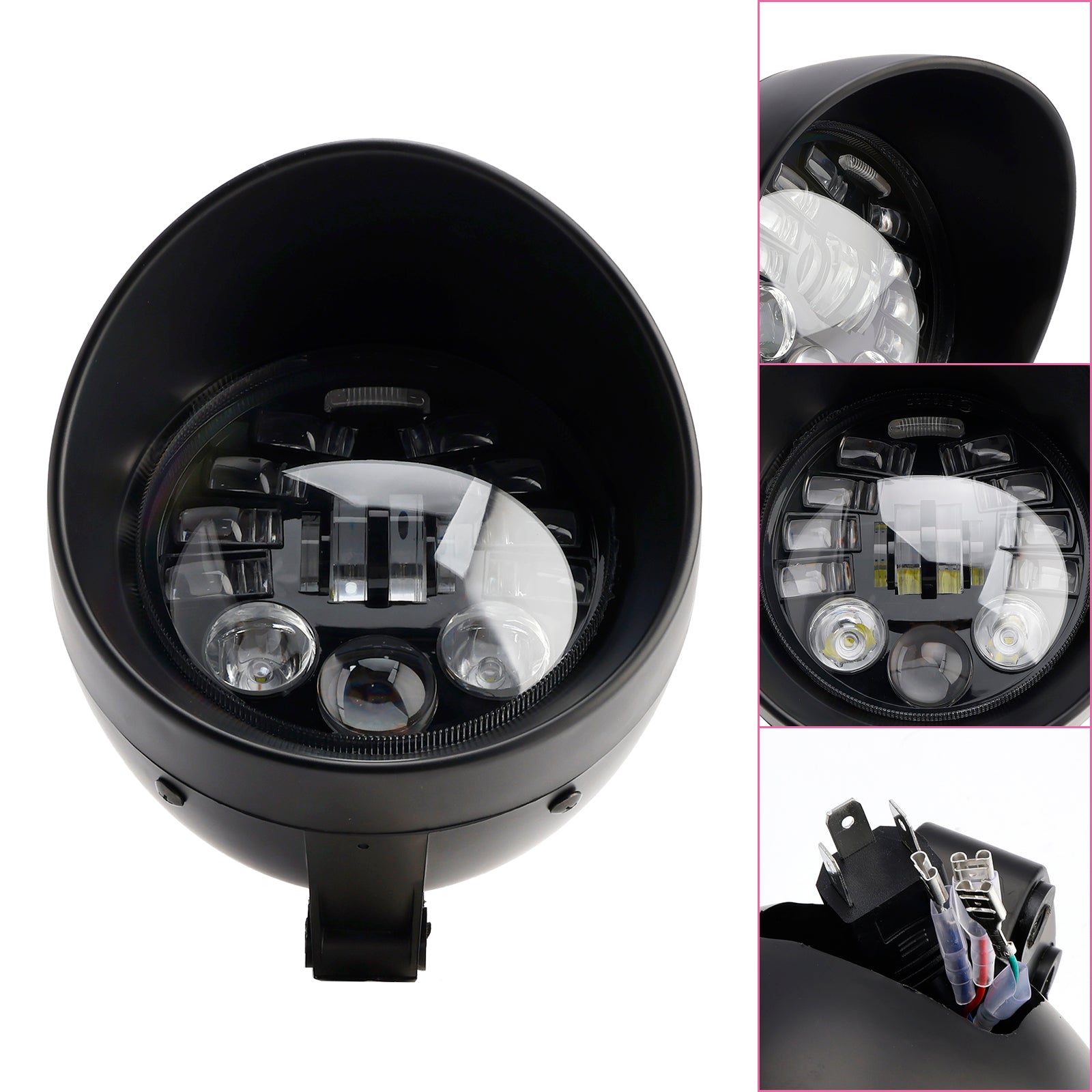 Motorcycle Chrome 5.75" Headlight Lamp Spotlight Universal Multifunctional