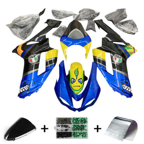 Amotopart 2007–2008 Kawasaki ZX6R 636 Verkleidungsset in Blau und Gelb