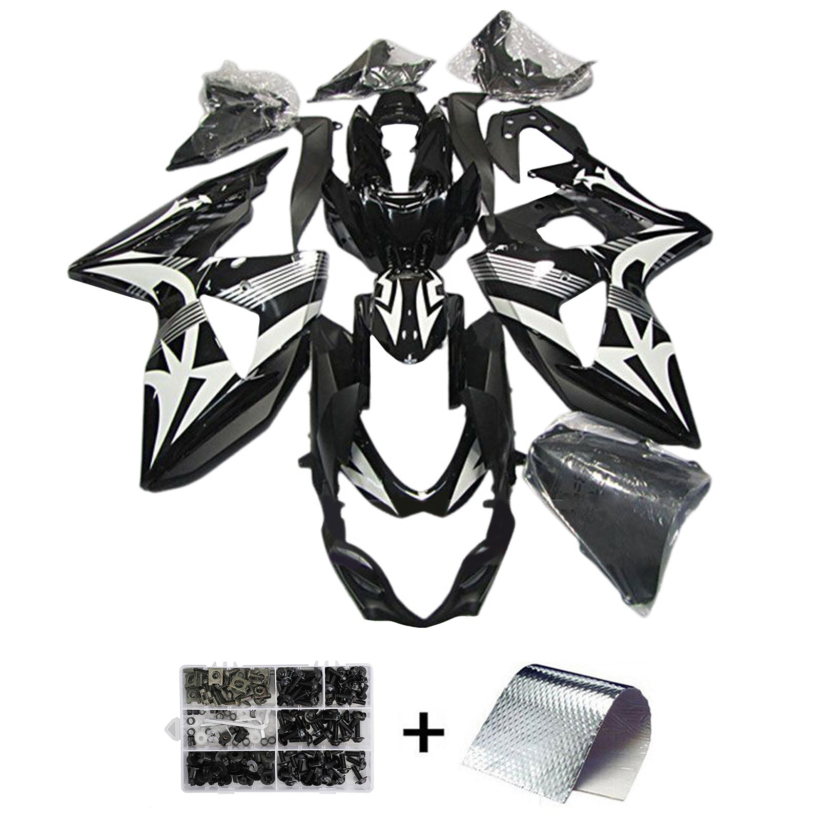 Amotopart 2009-2016 K9 GSXR1000 Suzuki Black&White Fairing Kit