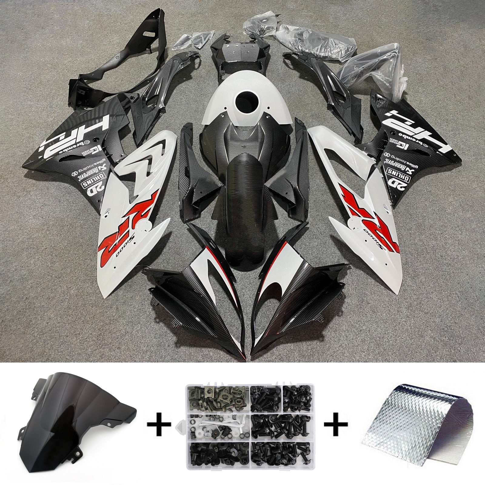 Amotopart 2015-2016 BMW S1000RR Carbon Fiber Pattern White Fairing Kit