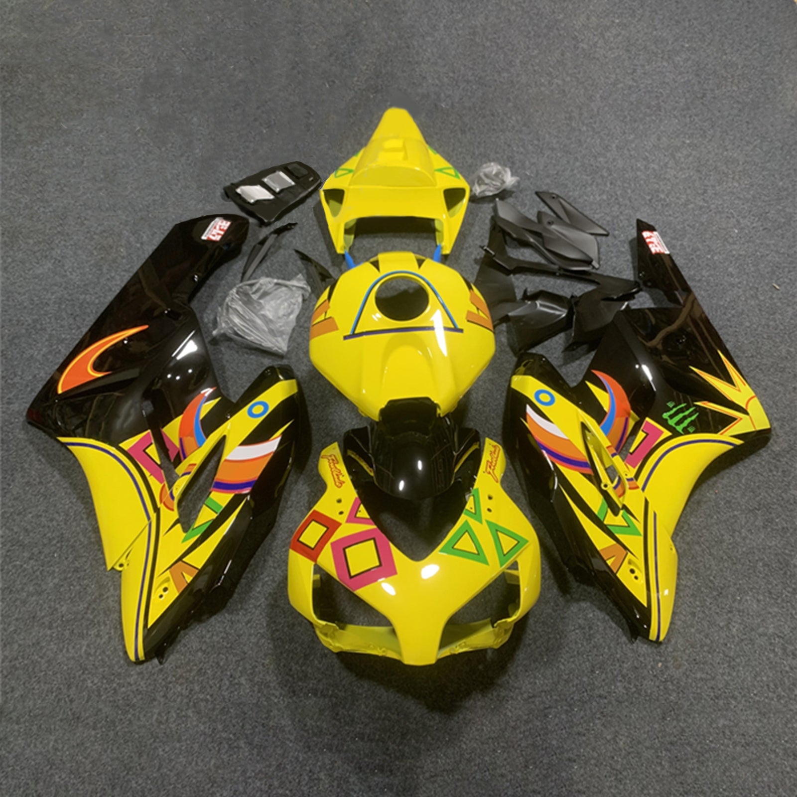 Amotopart 2004-2005 Honda CBR1000RR Yellow Graphics Fairing Kit