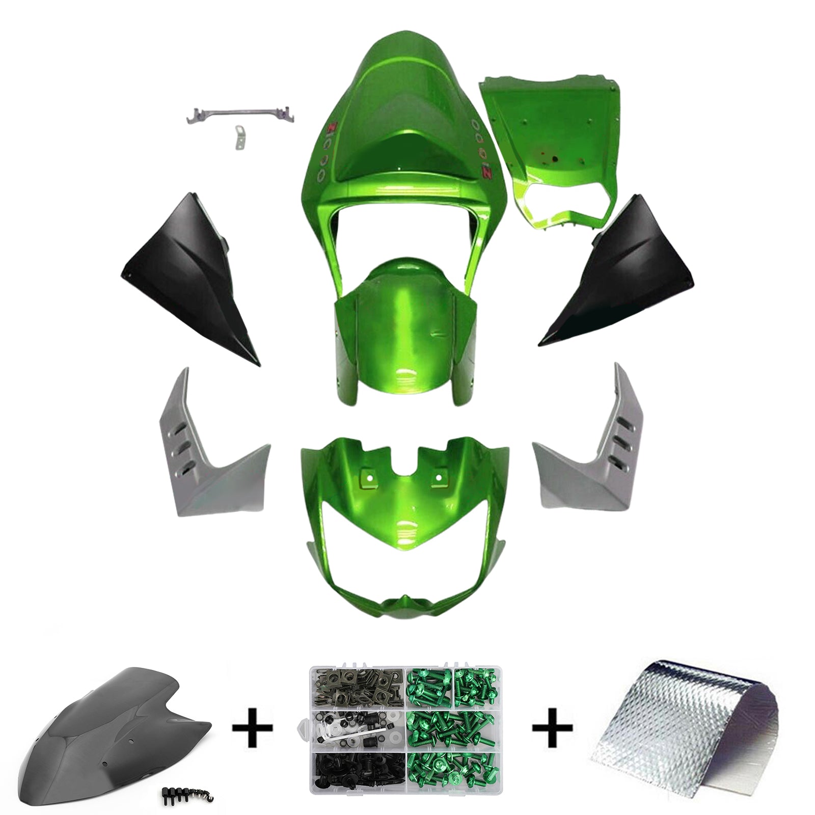 Amotopart 2003-2006 Kawasaki Z1000 Verkleidungssatz, Grün