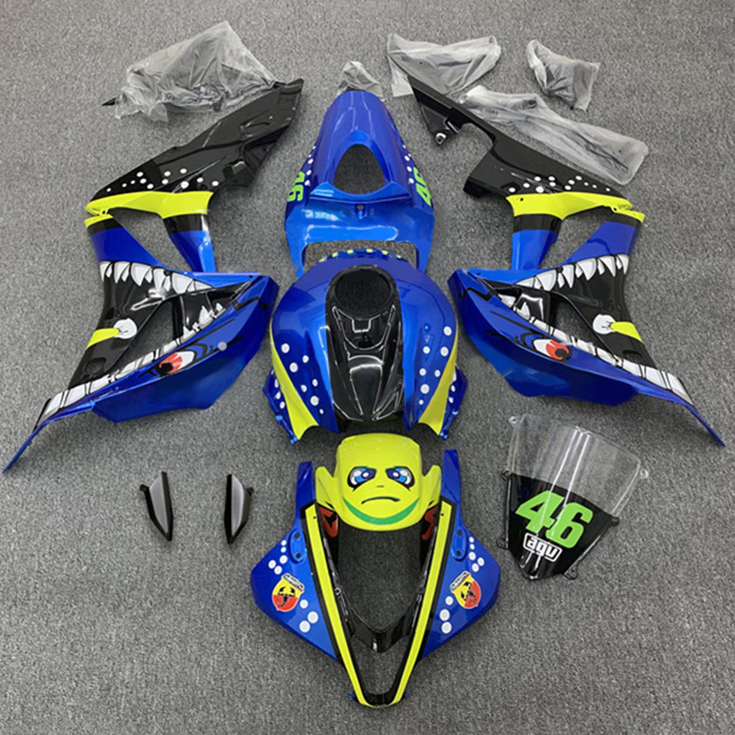 Kit carena Amotopart 2007-2008 Honda CBR600RR giallo blu