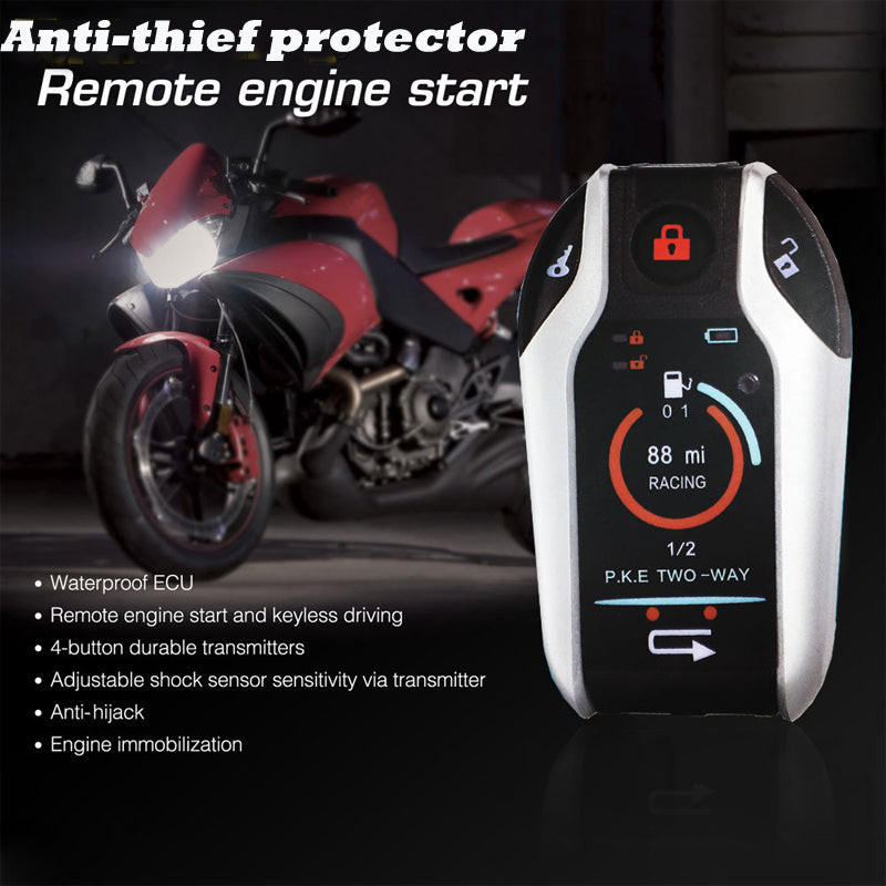Avvio del sistema di sicurezza dell'allarme antifurto con telecomando per scooter moto