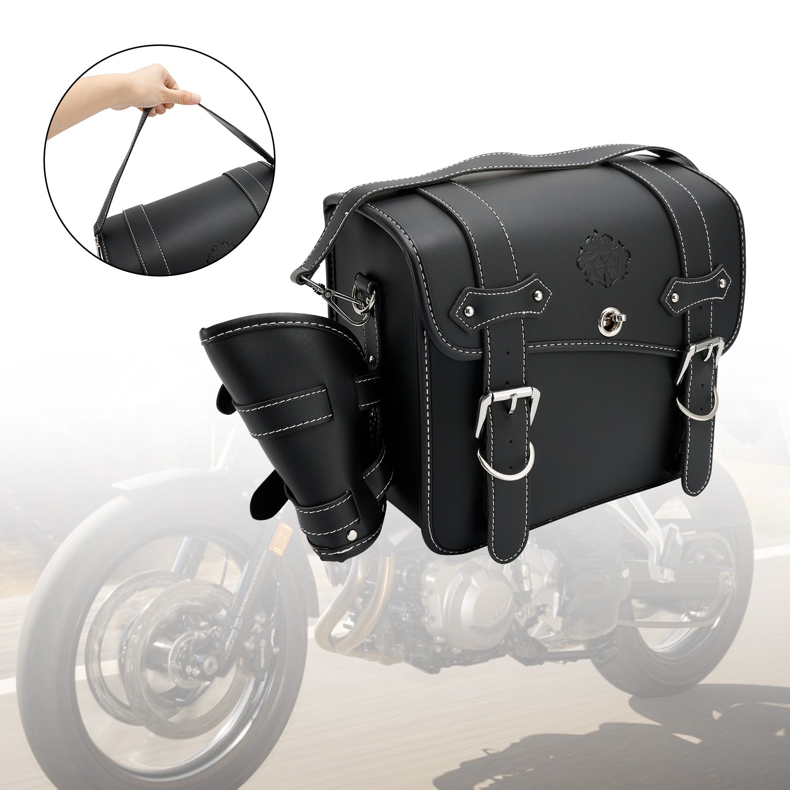 Quick Release Side Saddlebag Tool Bag Luggage Pouch Storage M-Size For Motorbike