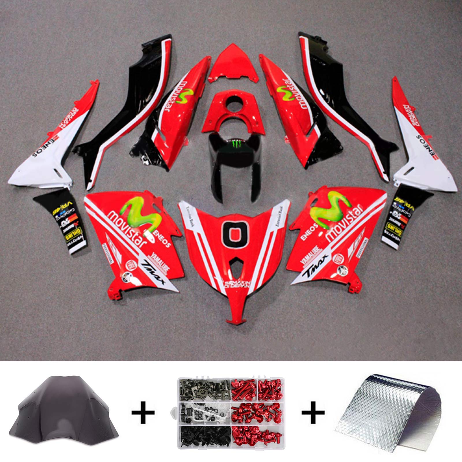 Kit carena Amotopart 2012-2014 TMax TMAX 530 Yamaha rosso e bianco Style2