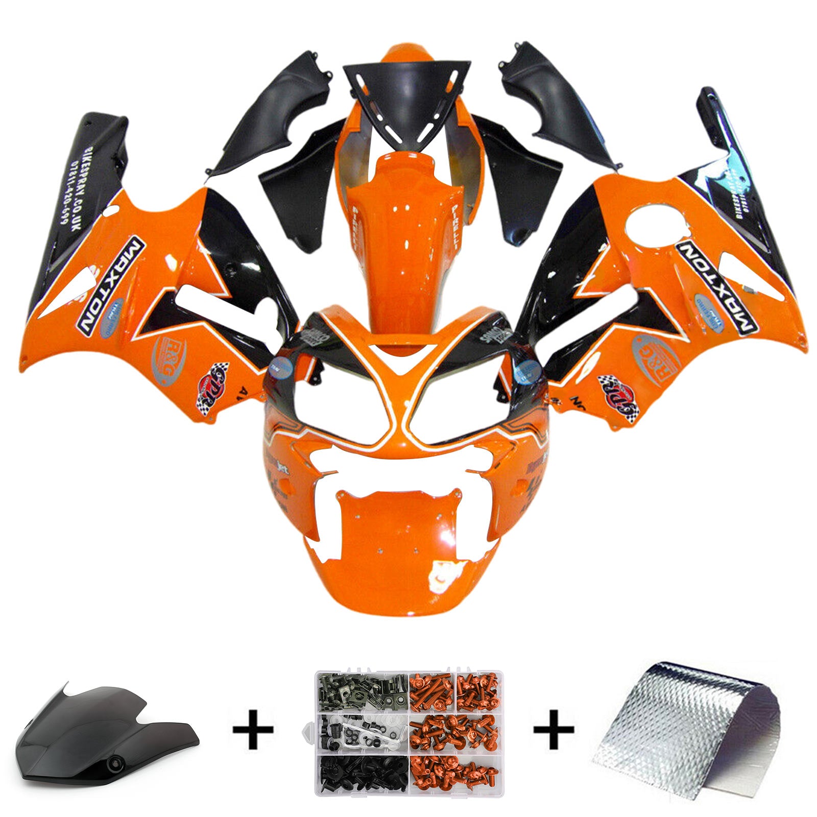 Amotopart 2002-2005  Kawasaki ZX12R Orange Black White Fairing Kit