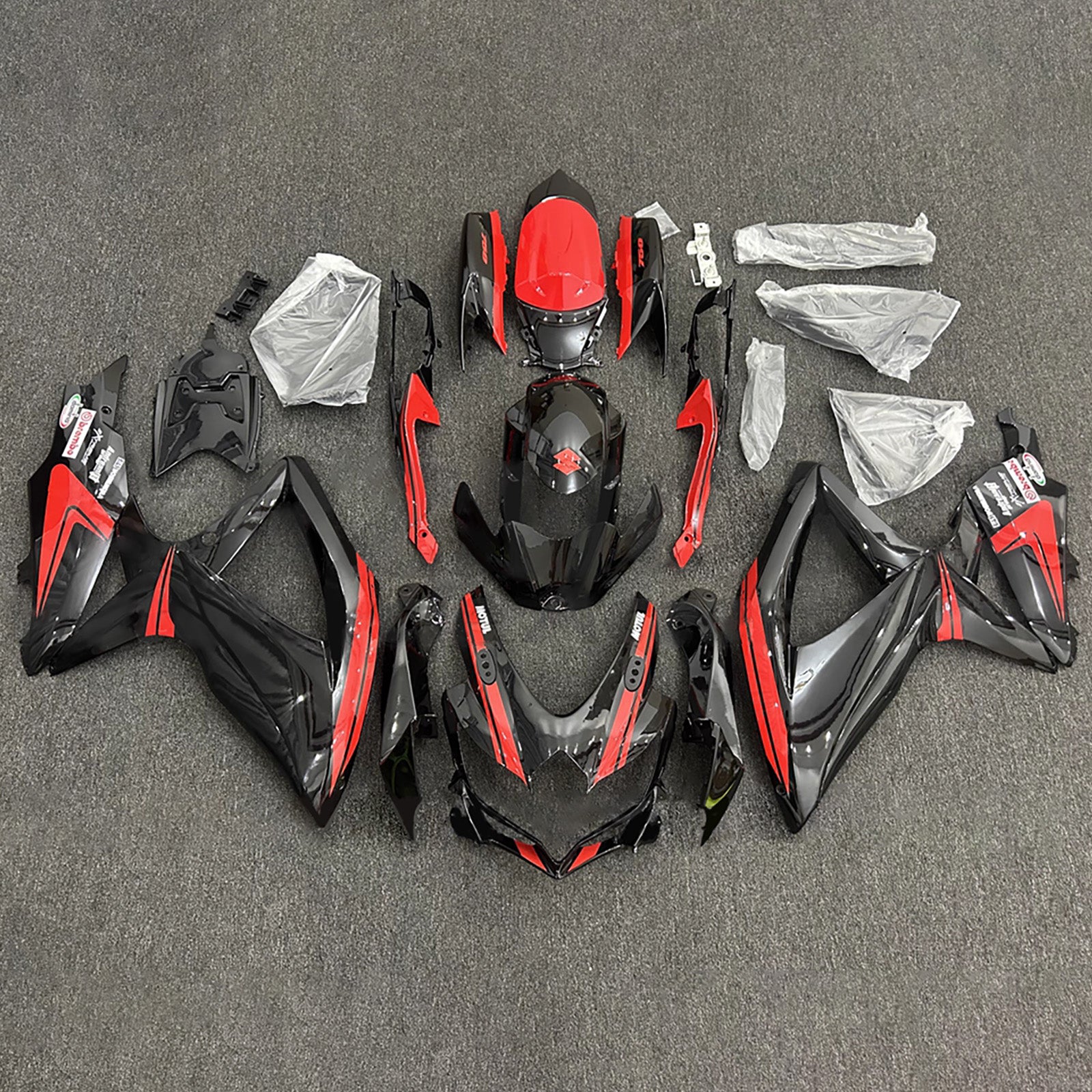 Amotopart 2008-2010 Suzuki GSXR 600/750 Black Red Fairing Kit