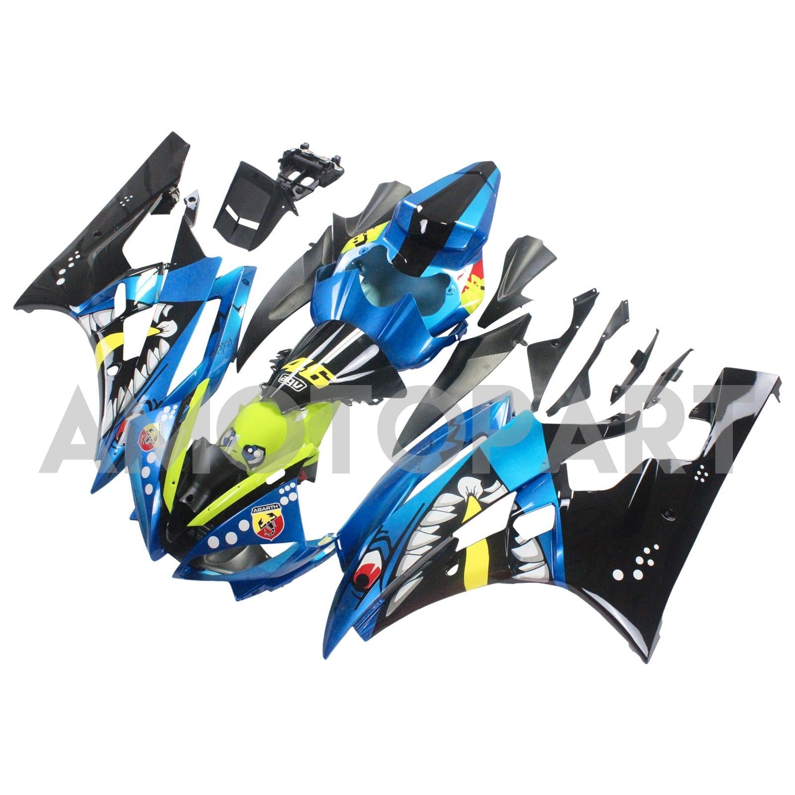 Amotopart 2006-2007 YZF 600 R6 Yamaha Blue&Green Fairing Kit