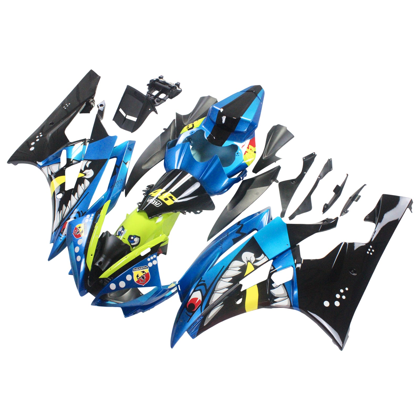 Amotopart 2006-2007 YZF 600 R6 ヤマハ ブルー&グリーン フェアリングキット