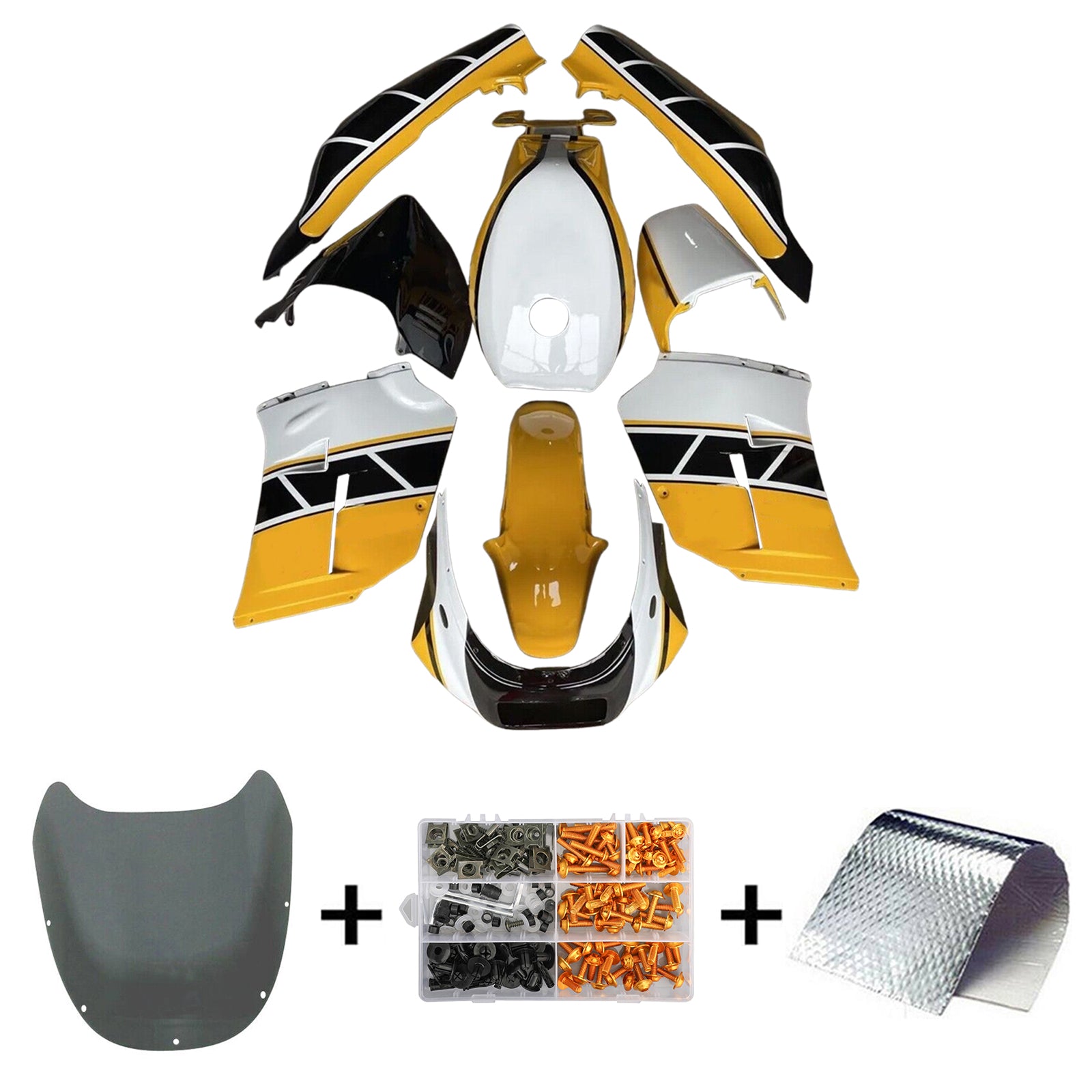 Amotopart 1985-1987 Yamaha RZV500 / RD500 White Black Yellow Fairing Kit