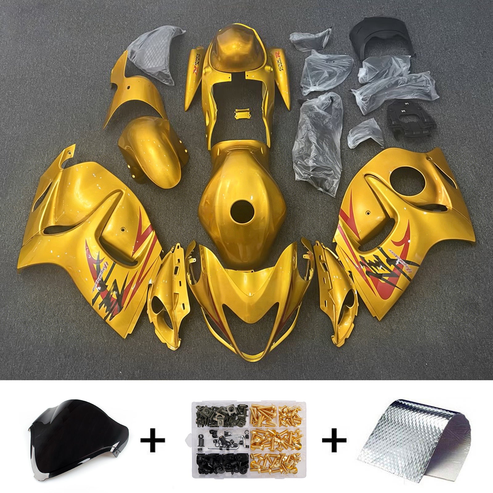 Amotopart 2008-2020 Suzuki Hayabusa GSX1300R Gold Fairing Kit