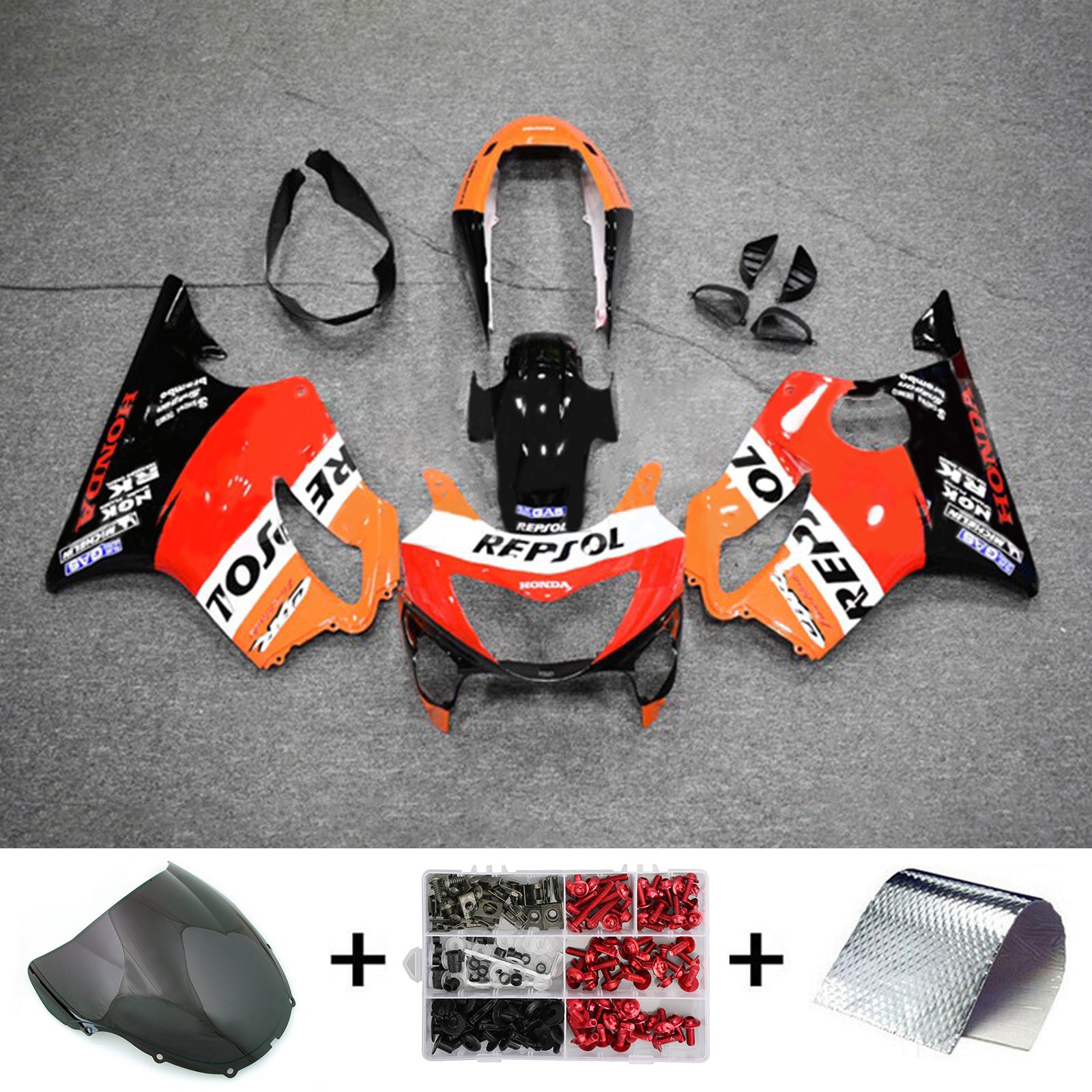 Amotopart 1999-2000 CBR600 F4 Honda Red&Orange Repjol Fairing Kit