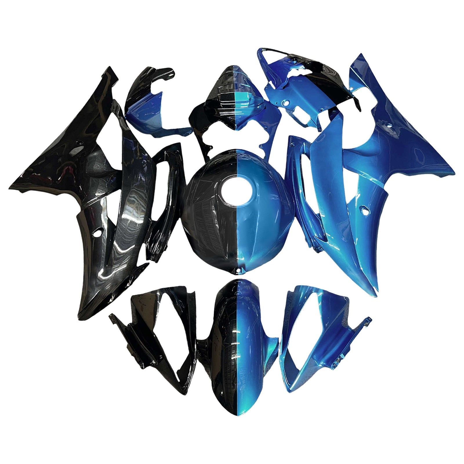 Amotopart 2008-2016 Yamaha YZF-R6 Blue & Black Fairing Kit