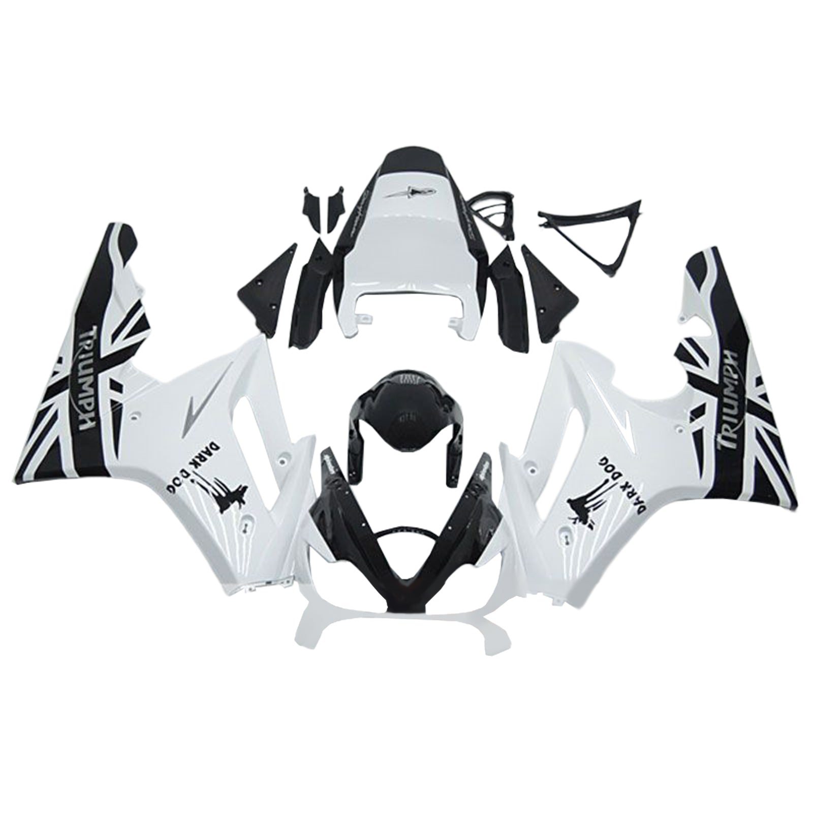 Amotopart 2006-2008 Triumph Daytona 675 Kit de carenado blanco y negro Style2