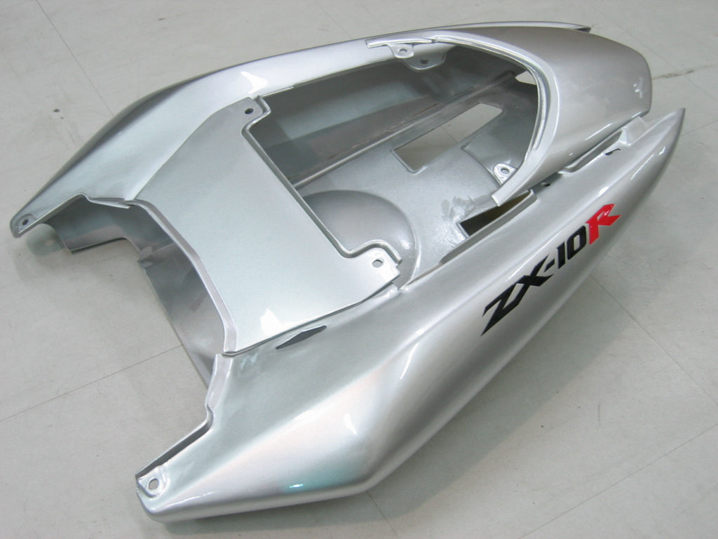 Amotopart 2004–2005 Kawasaki ZX10R Verkleidungsset in Silber und Schwarz