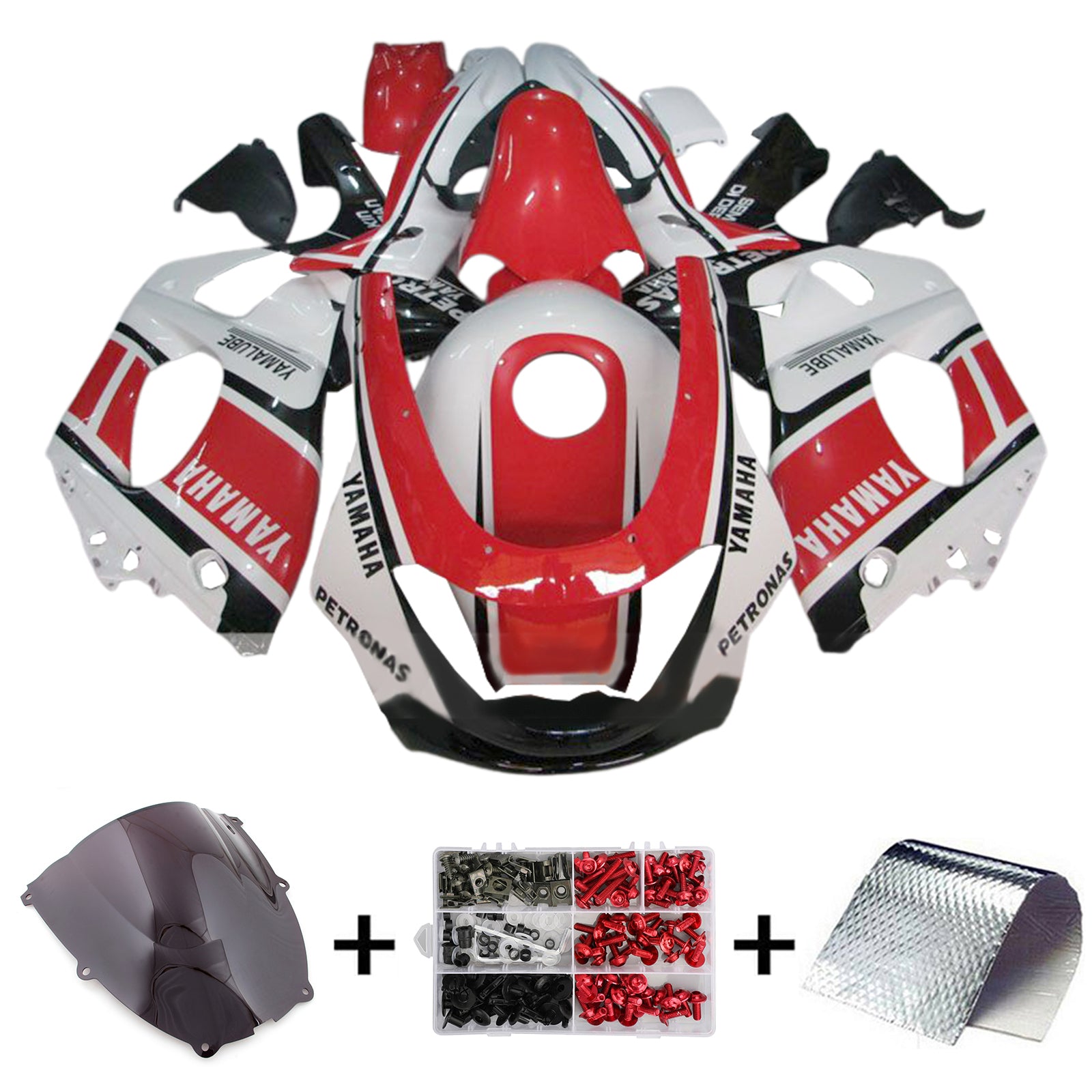 Amotopart Verkleidungssatz für Yamaha YZF 600R Thundercat, 1996–2007, Weiß/Schwarz/Rot