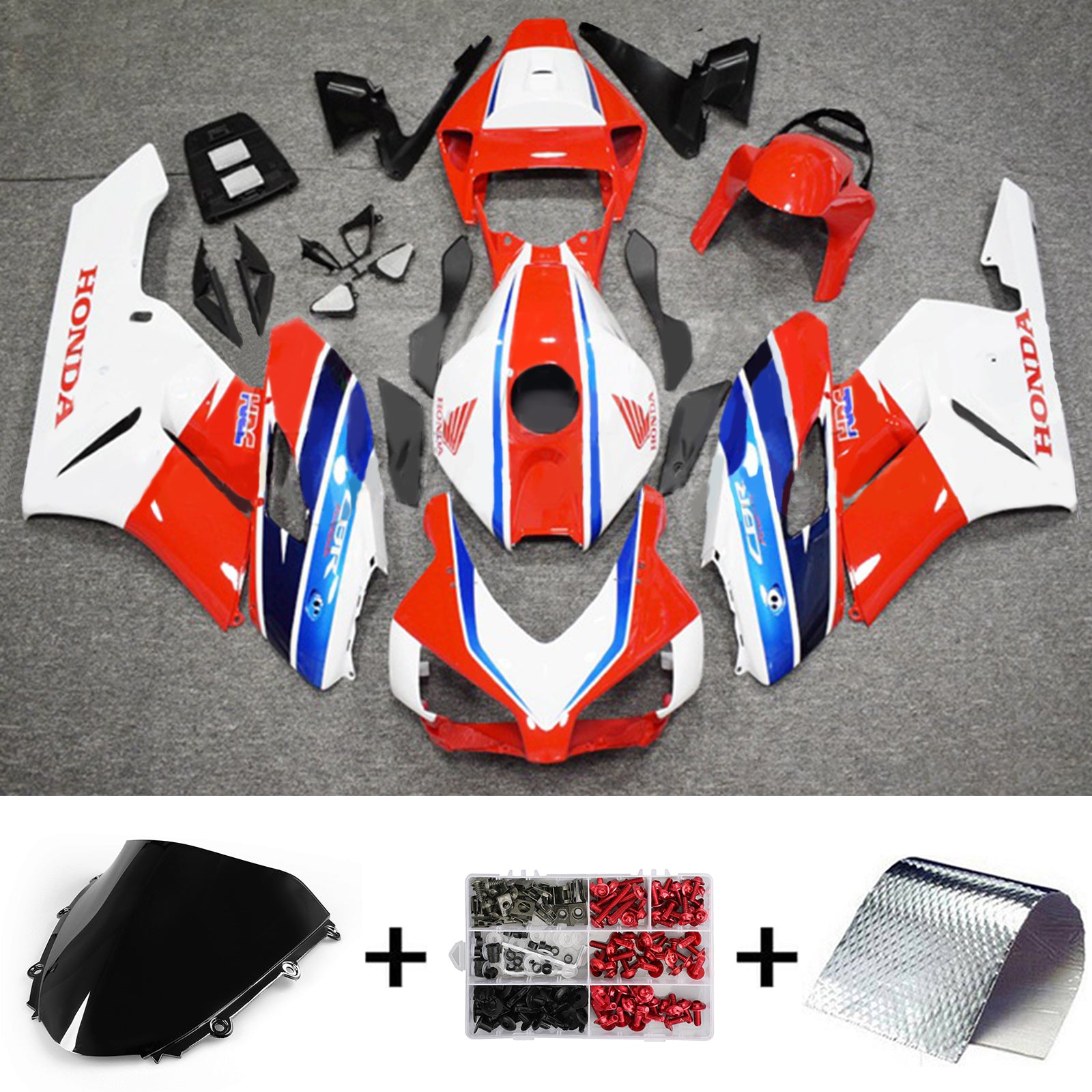 Amotopart 2004-2005 Honda CBR1000RR Kit de carenado rojo y azul estilo 6