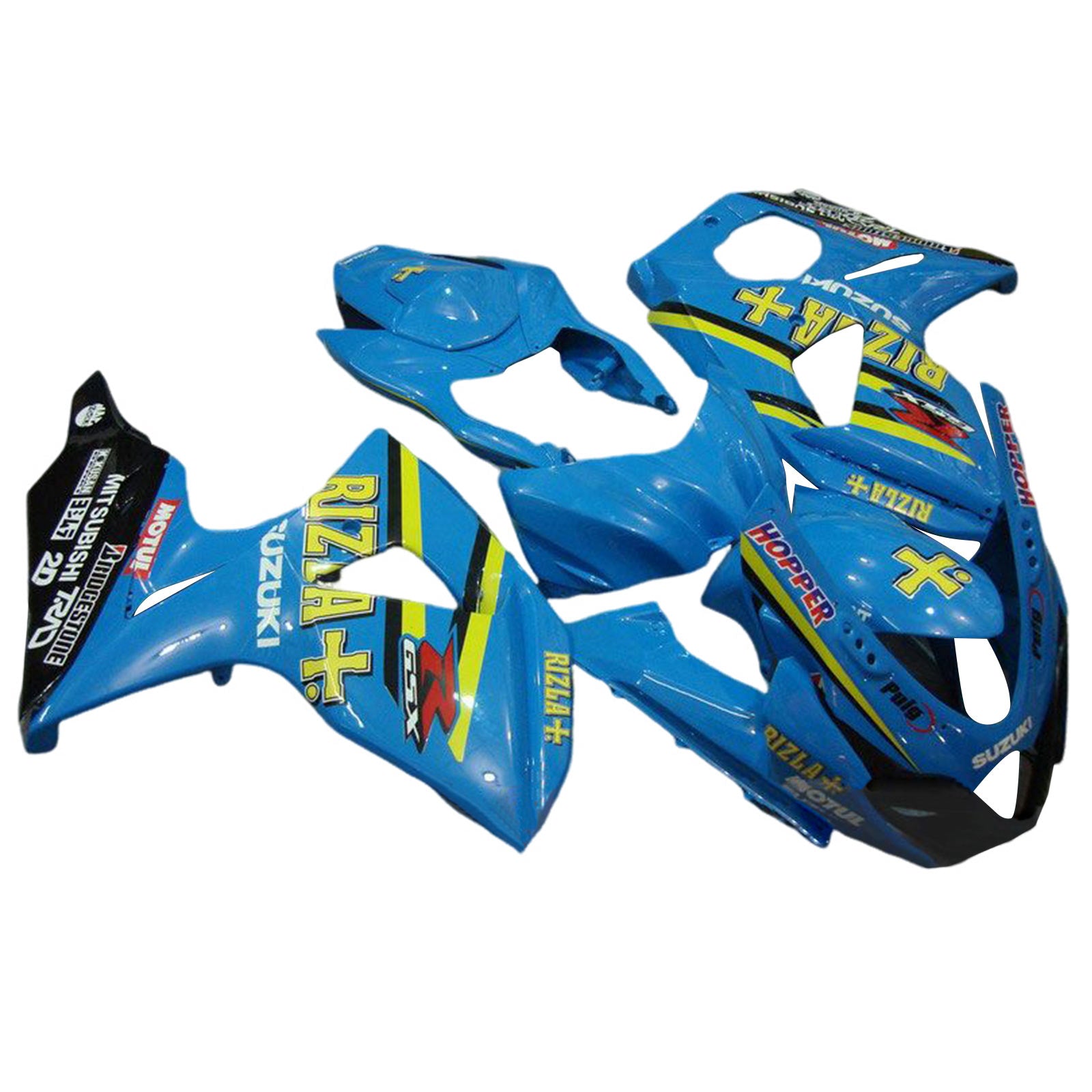 Amotopart 2009-2016 K9 GSXR1000 Suzuki Blue with Yellow Accents Fairing Kit