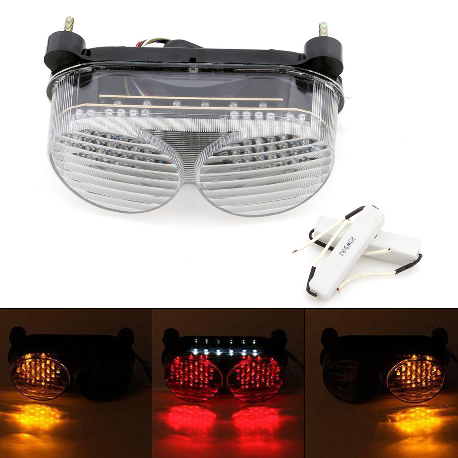 Kawasaki ZX6R ZX9R ZX900 ZZR600 Integrated LED TailLight Turn Signals Clear