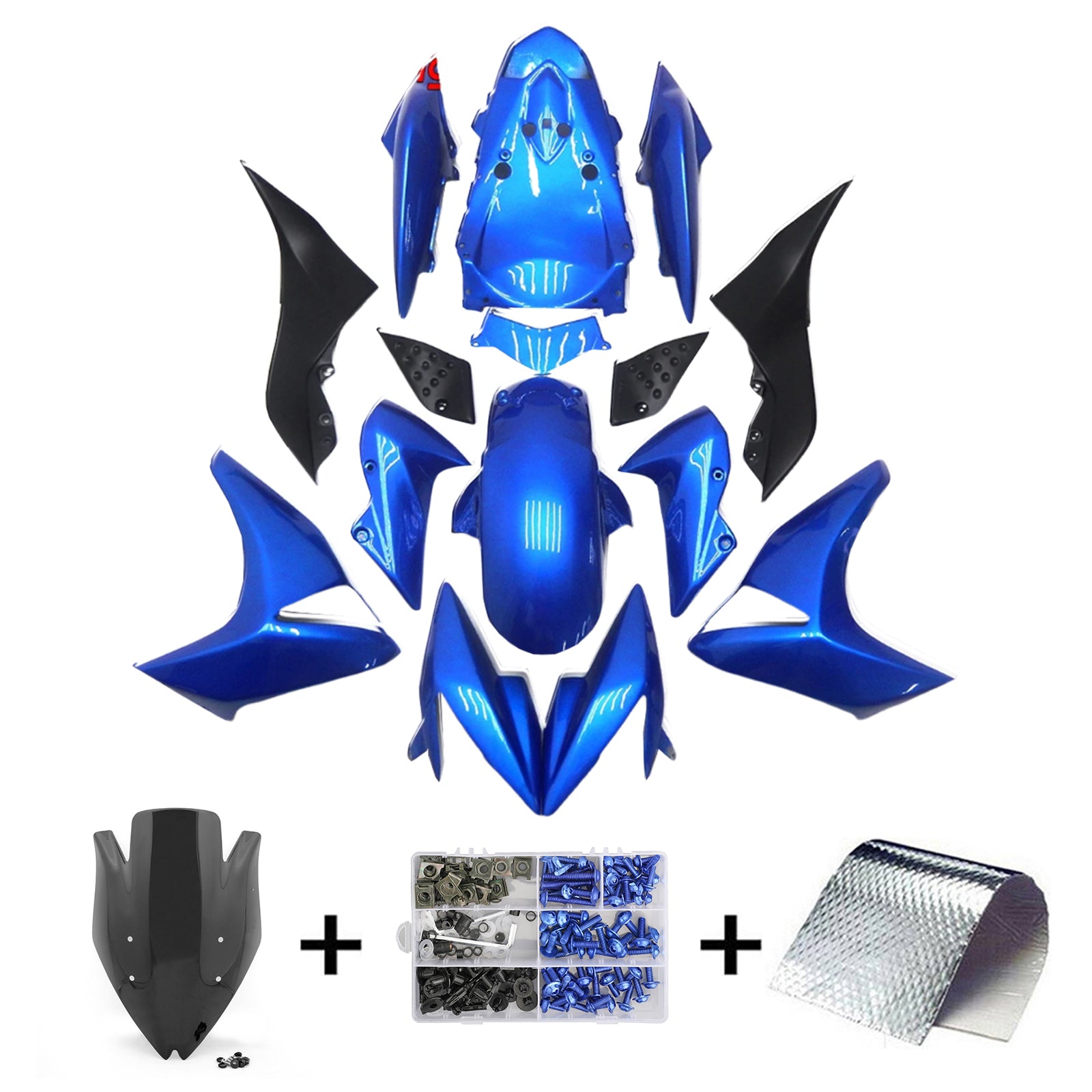 Amotopart 2007-2009 Kawasaki Z1000 Blue Black Fairing Kit