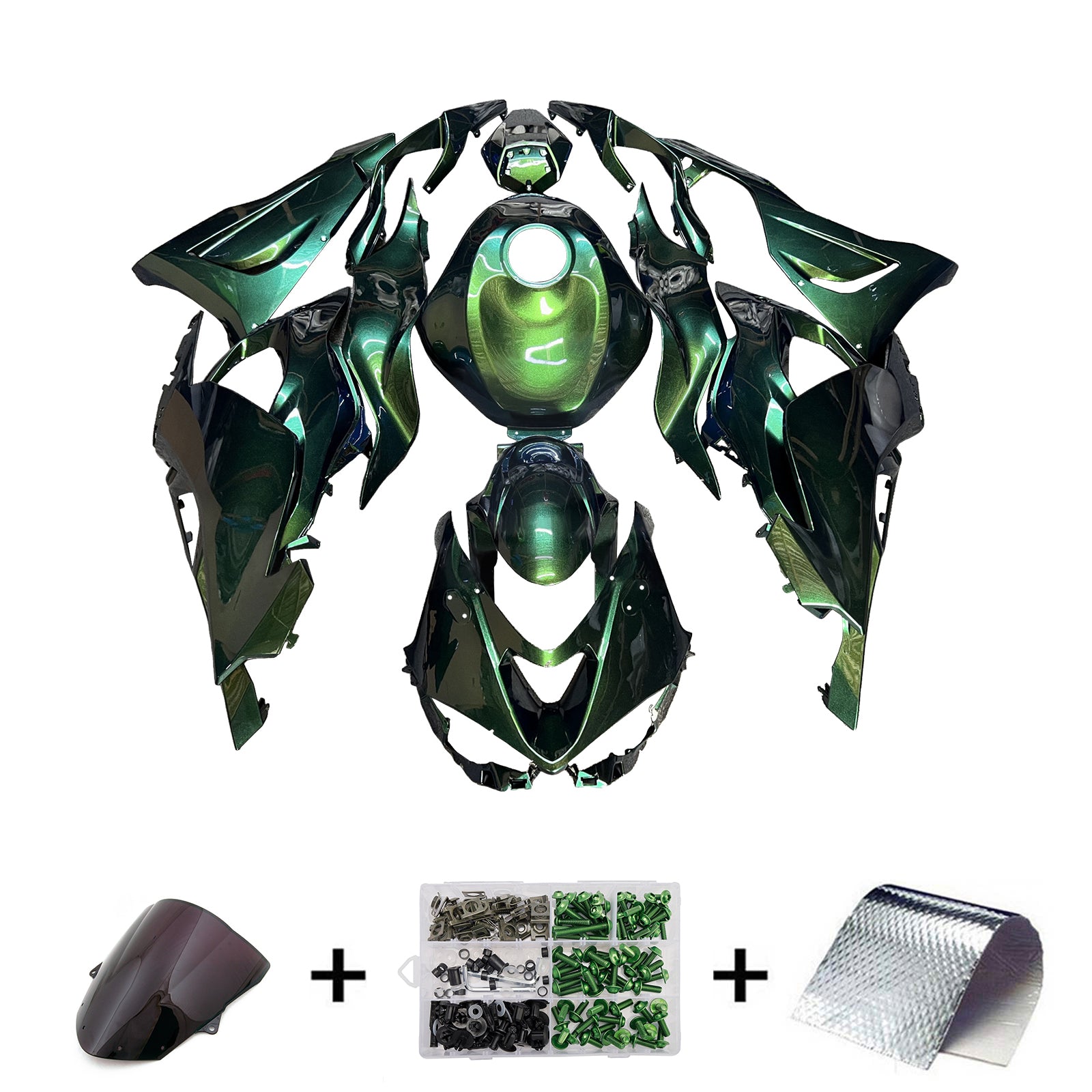 Amotopart 2024-2026 Kawasaki ZX-6R Glossy Green Fairing Kit