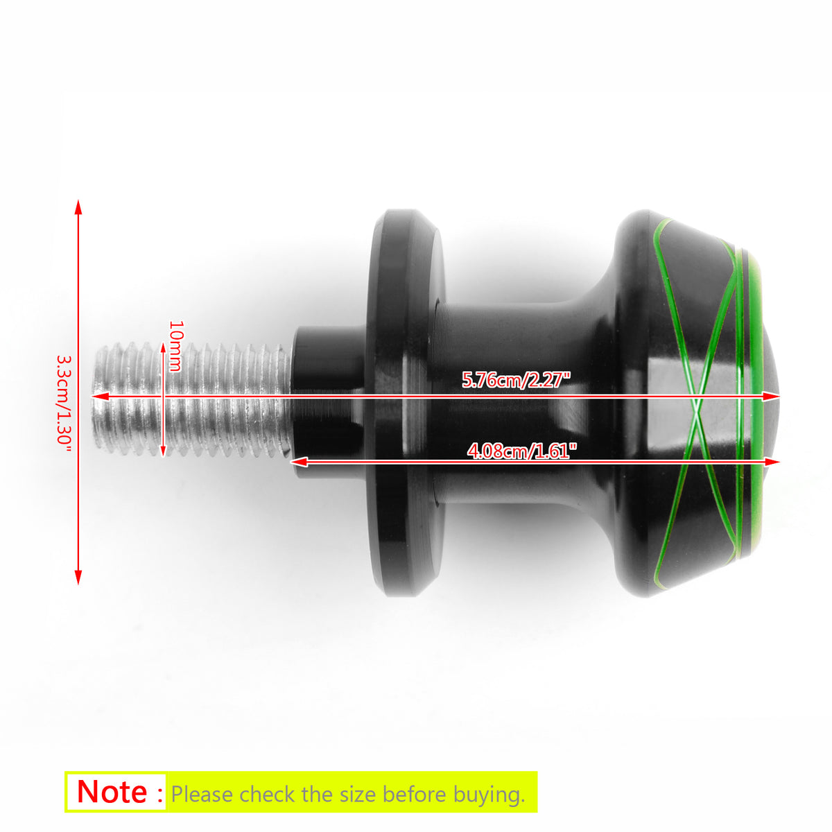 Cursore universale per bobine forcellone moto CNC 2x10mm verde KAWASAKI ZX10R Z800 Z1000