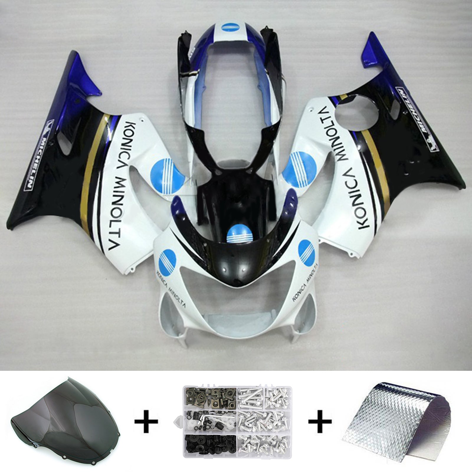 Amotopart 1999-2000 CBR600 F4 ホンダ ブルー&ホワイト フェアリングキット