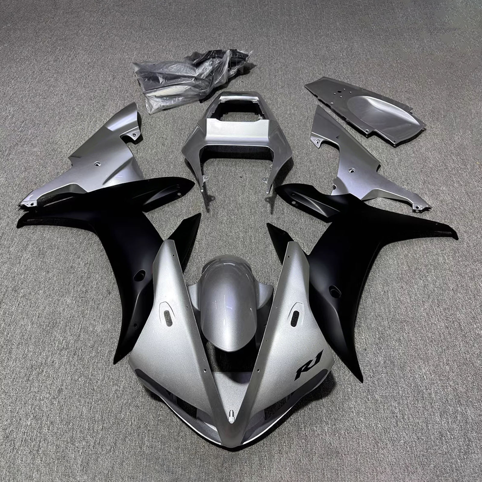 Amotopart 2004-2006 Yamaha YZF 1000 R1 Sølv/Sort Fairing Kit