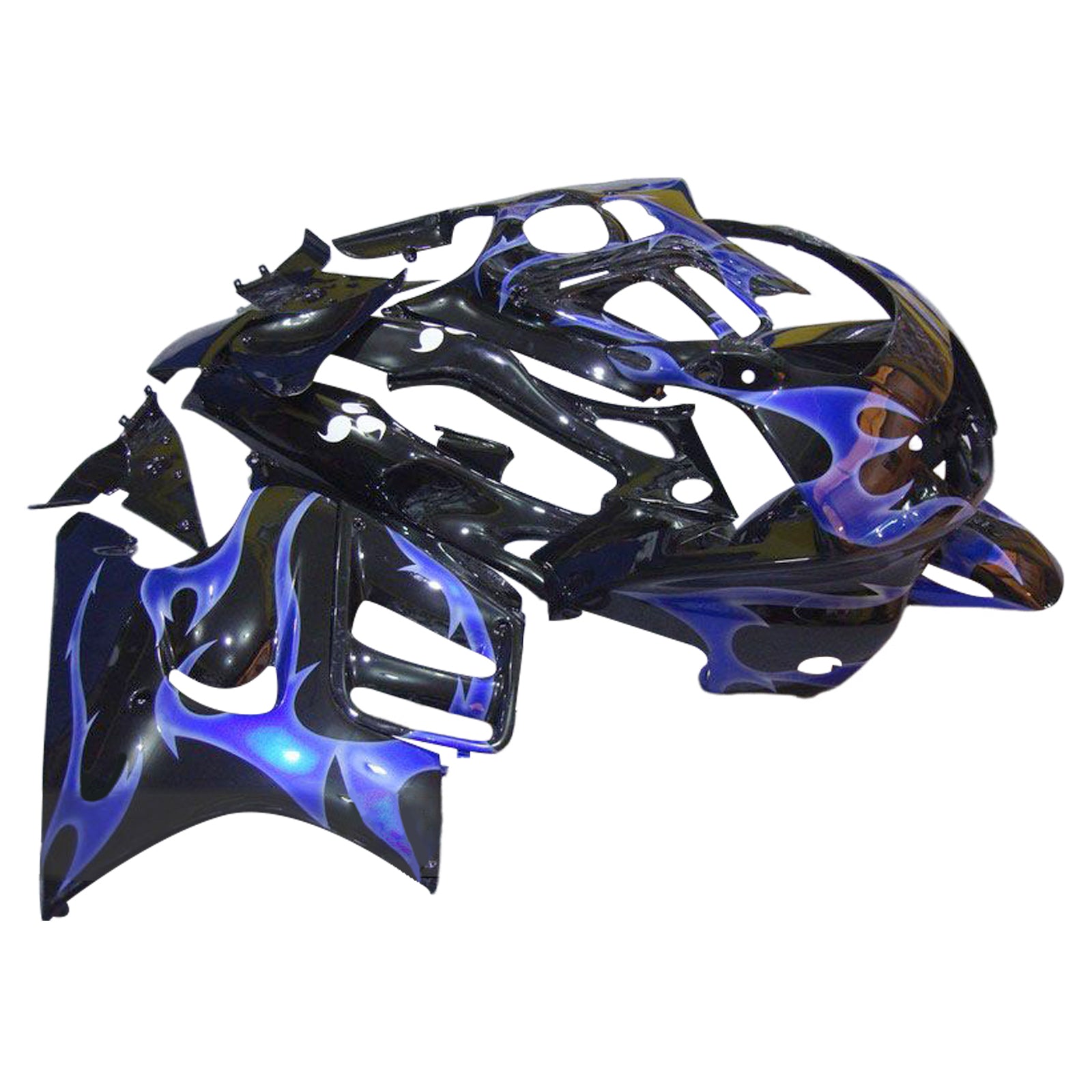 Amotopart 1997-1998 Honda CBR600 F3 Black & Blue Flame Fairing Kit