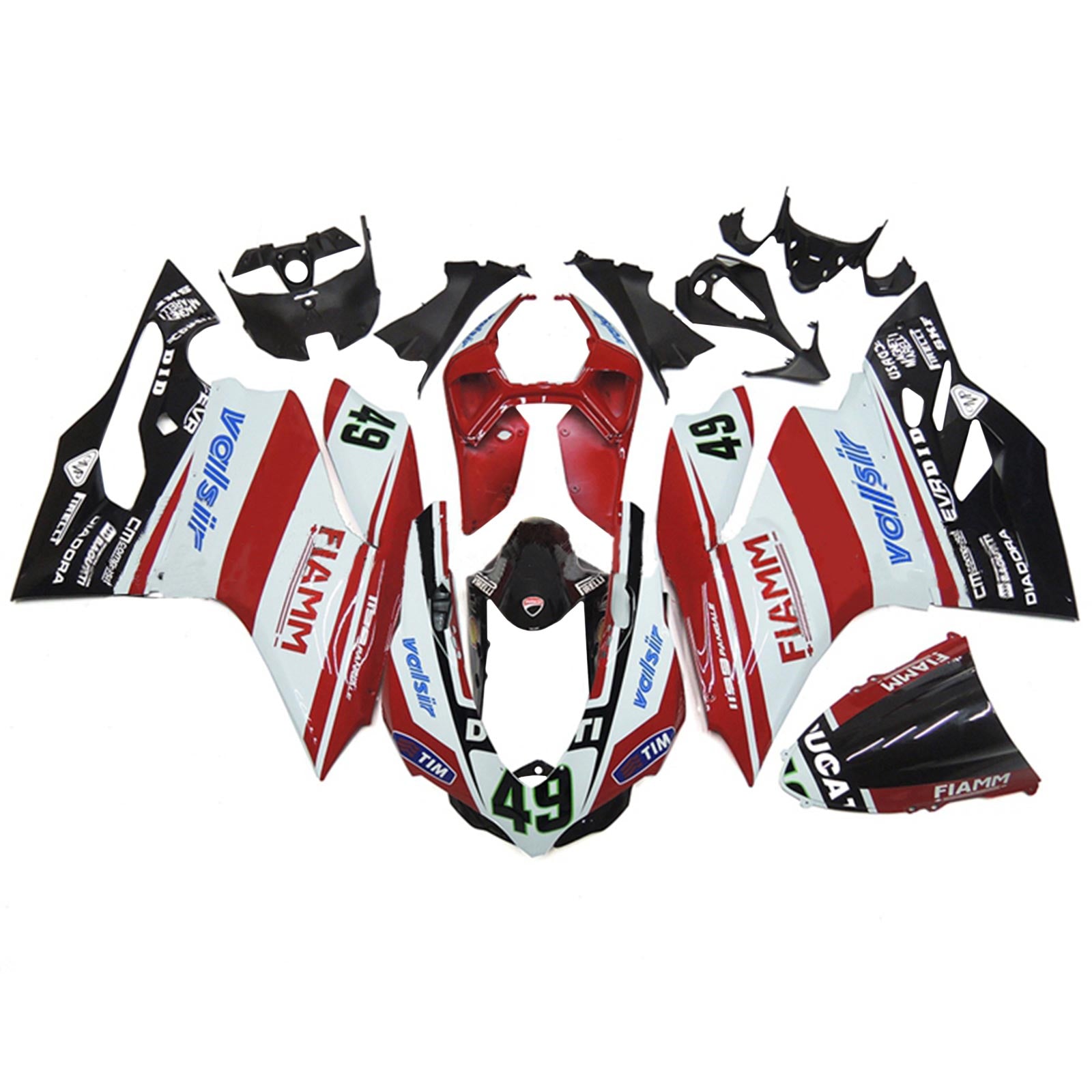 Amotopart 2012-2015 Ducati 1199 899 Rojo y Blanco Style6 Kit de carenado