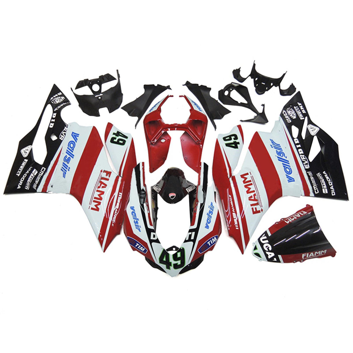 Amotopart 2012–2015 Ducati 1199 899 rot-weißes Style6-Verkleidungsset