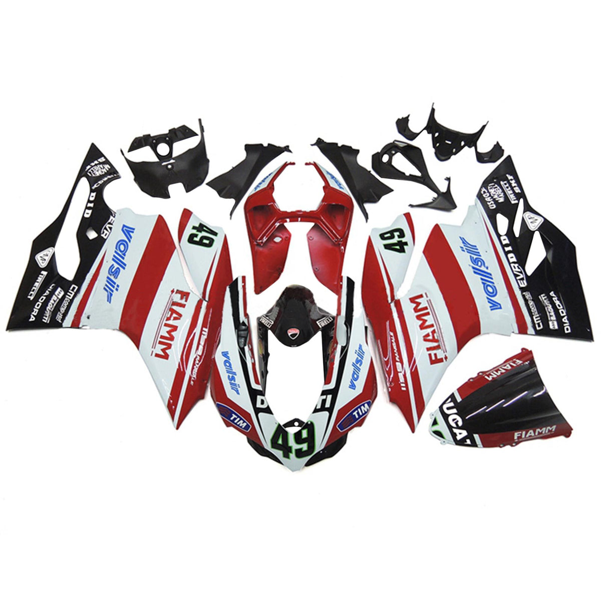 Amotopart 2012-2015 Ducati 1199 899 Kit de carénage rouge et blanc Style6