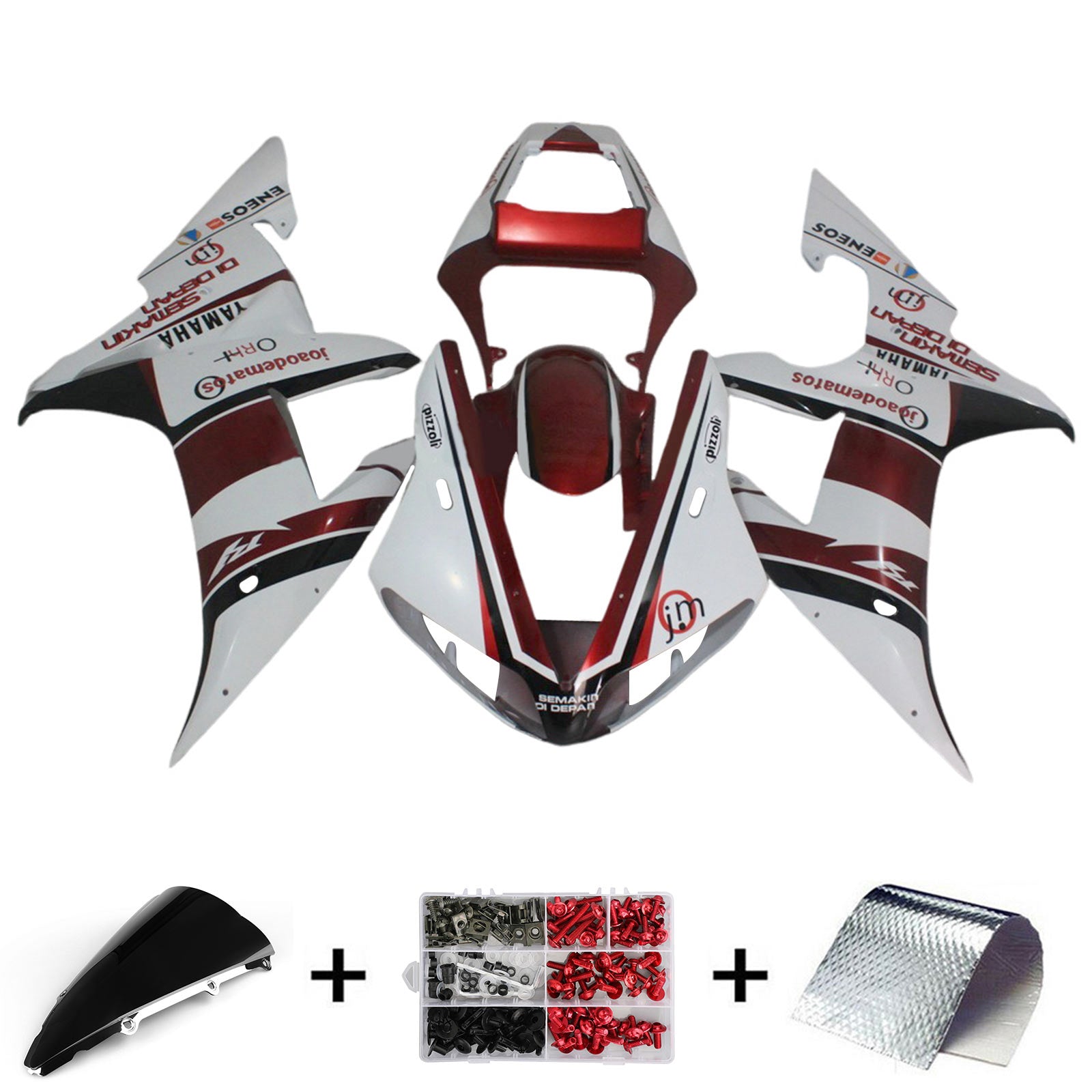 Amotopart 2002-2003 Yamaha YZF R1 White Red Fairing Kit