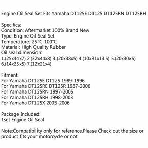 Engine Oil Seal Seals Set Kits fits Yamaha DT125X 05-06 DT125RE DT125R 1987-2006