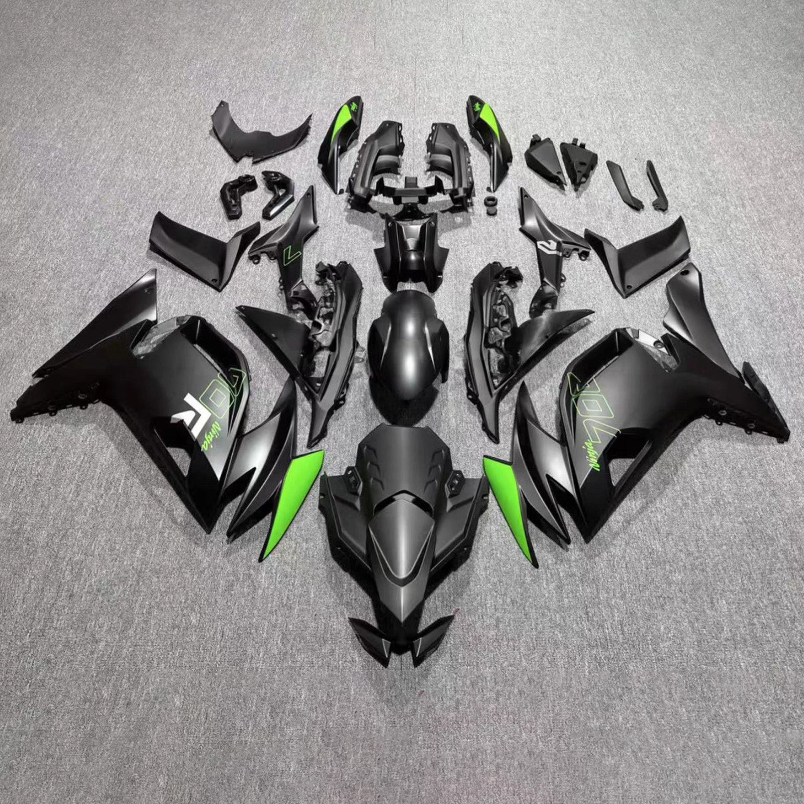 Amotopart 2020-2025 Kawasaki ER6F/Ninja650 Black Green Fairing Kit