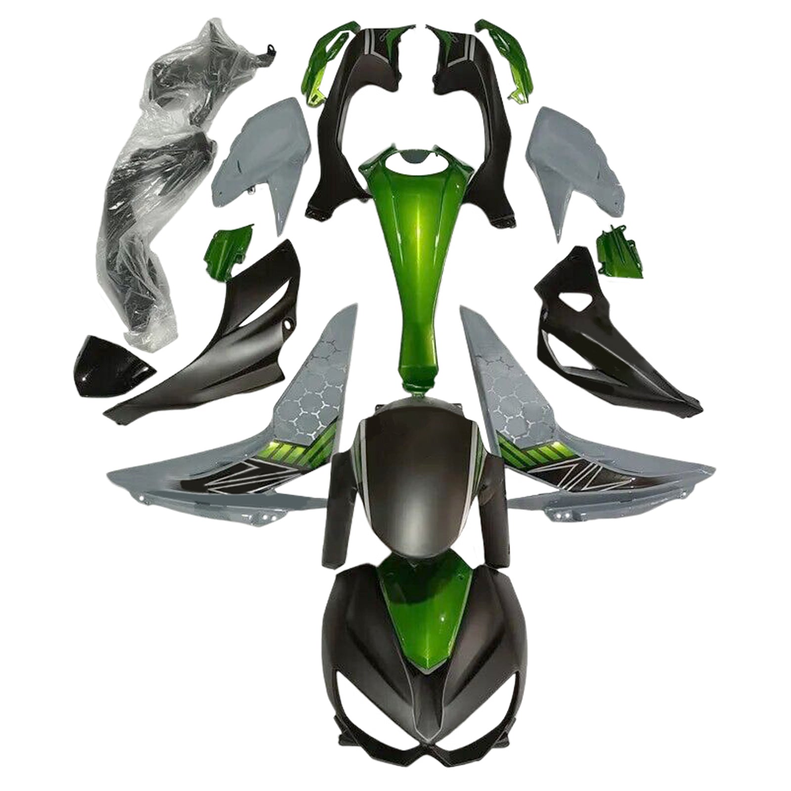 Amotopart 2014-2017 Kawasaki Z1000 Black Green Fairing Kit