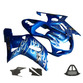 Amotopart 2000-2002 K1 K2 GSXR1000 Suzuki Kit de carénage flamme bleue et blanche